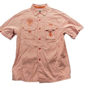 Parish Nation‎ XL 100% Cotton Button Up Pin Stripe Men's Casual Short Sleeve